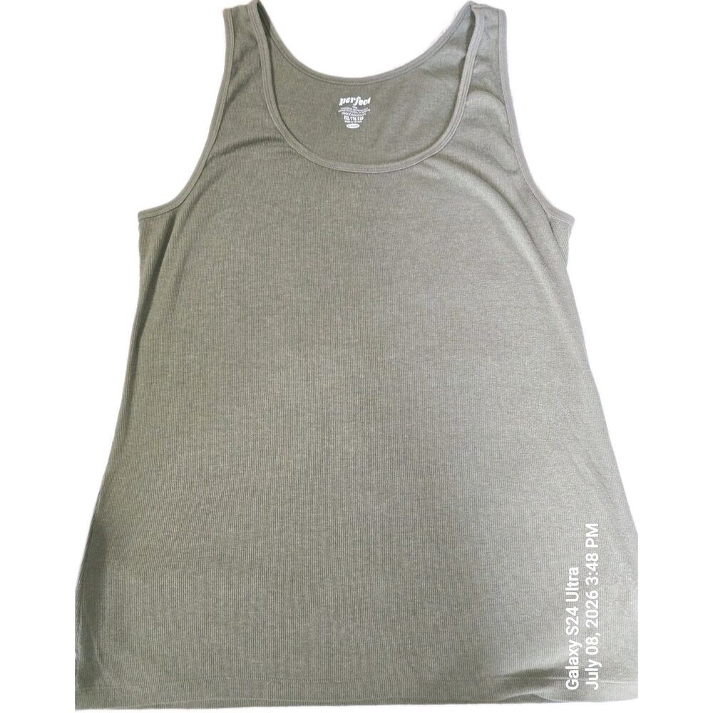 Old Navy PerfectWomen’s Olive Solid Ribbed Knit Scoop Neck Racerback Tank Top XL